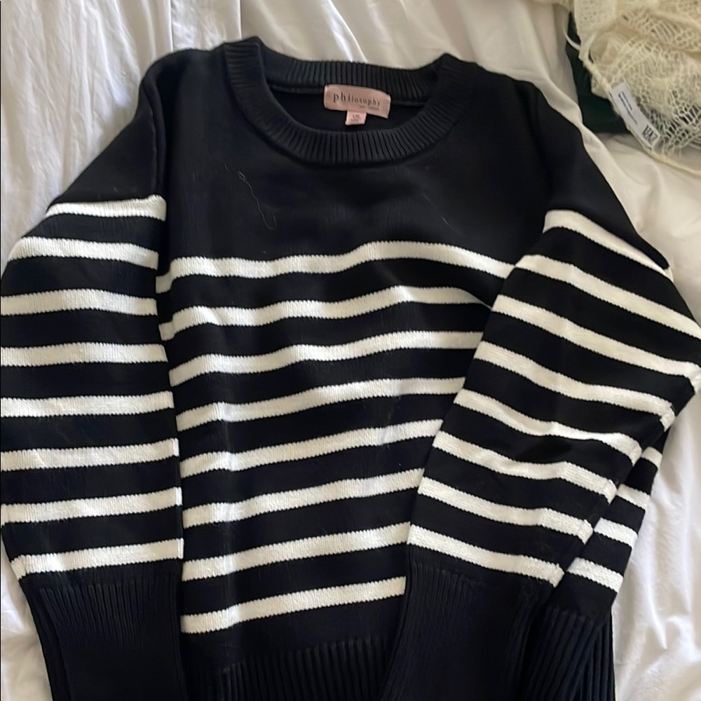 Philosophy Black and White Striped Sweater